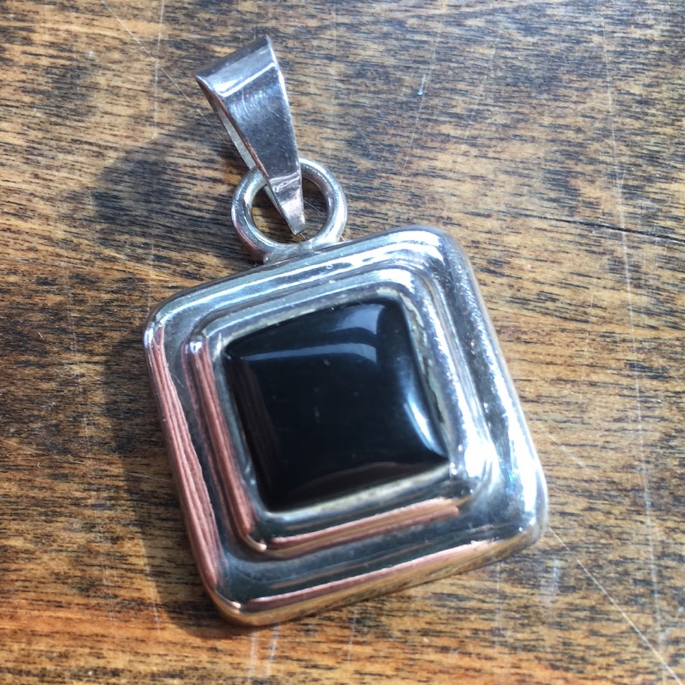 Sterling Silver Pendant with Black Stone
